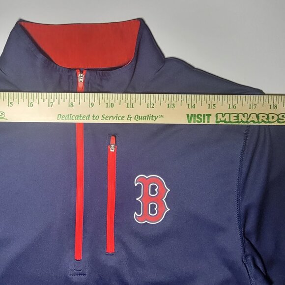 Majestic Boston Red Sox Mens Blue and Red Quarter Zippered Jacket Size Medium - Picture 11 of 13